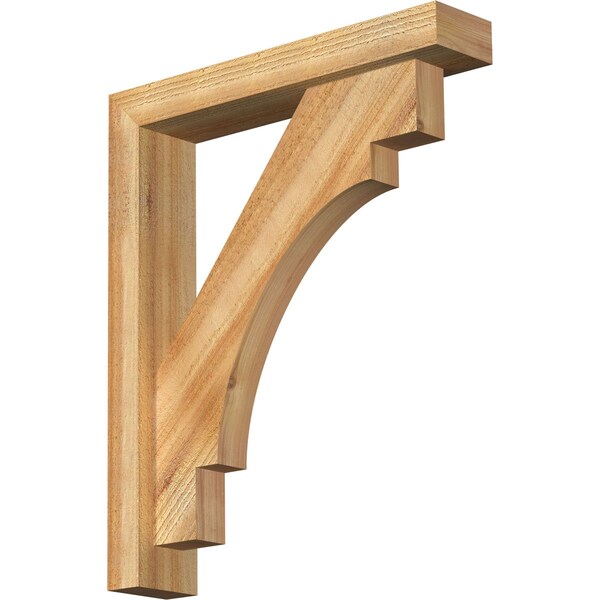 Ekena Millwork Merced Block Rough Sawn Bracket w/ Offset Brace, Western Red Cedar, 4"W x 20"D x 24"H BKT0402X20X24MRC05RWR - main